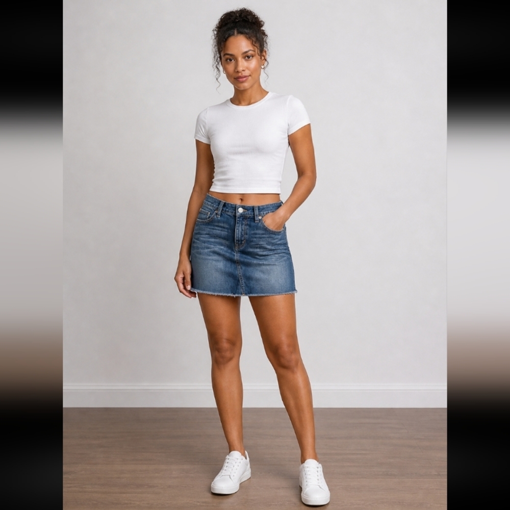 MOSSIMO Denim Raw Hem Jean Mini Skirt XS